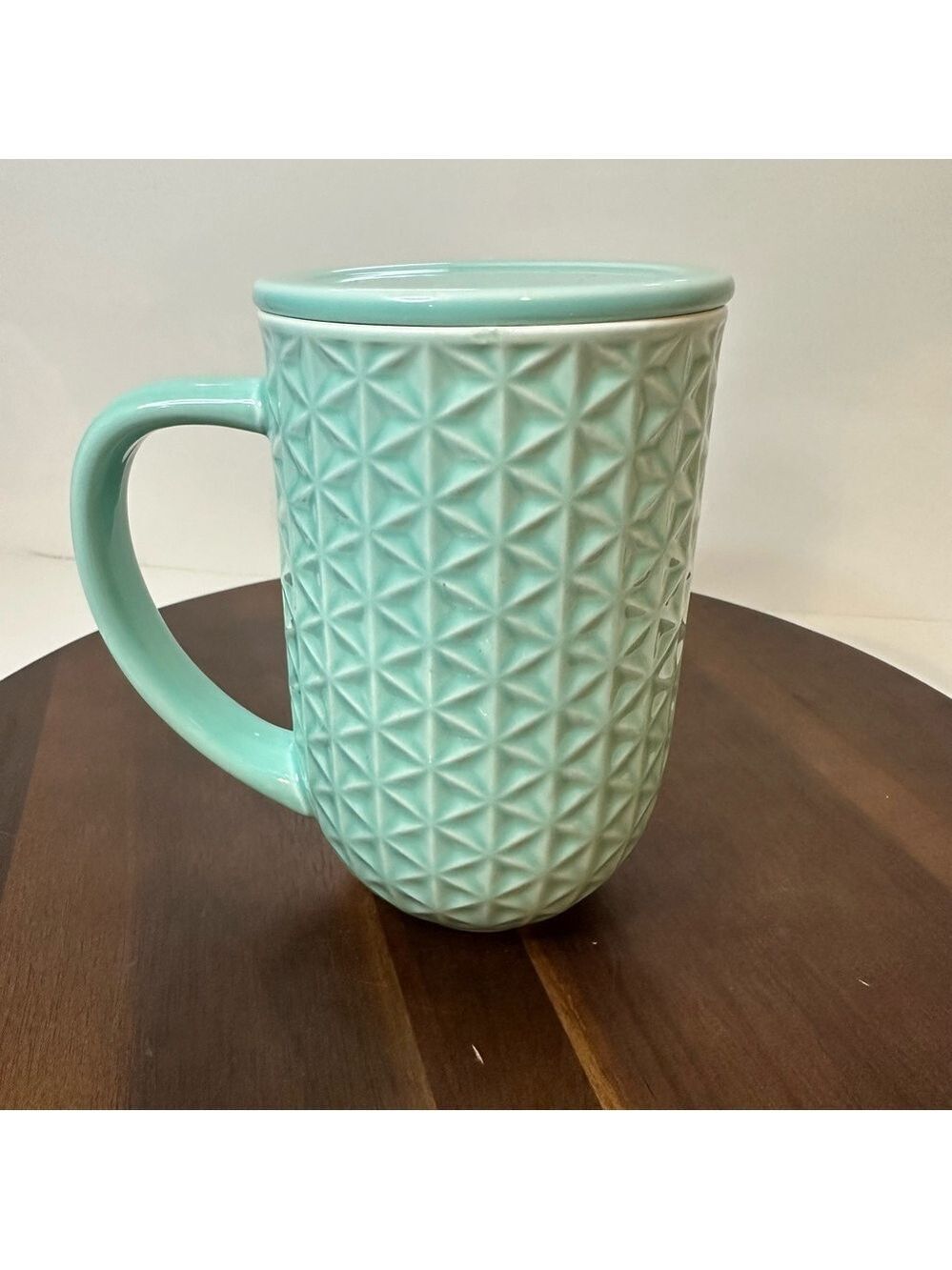 DAVIDsTEA Nordic Mug with Lid – Teal “Forget-Me-Not” Pattern (Retired)
